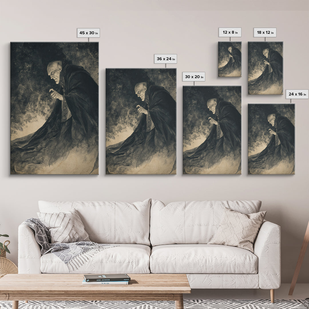 The Royal Coffin Maker, Expressionist Nightmare Art, Vertical Wall Art, Dark Fantasy Wall Art, Canvas Print, Halloween Wall Art