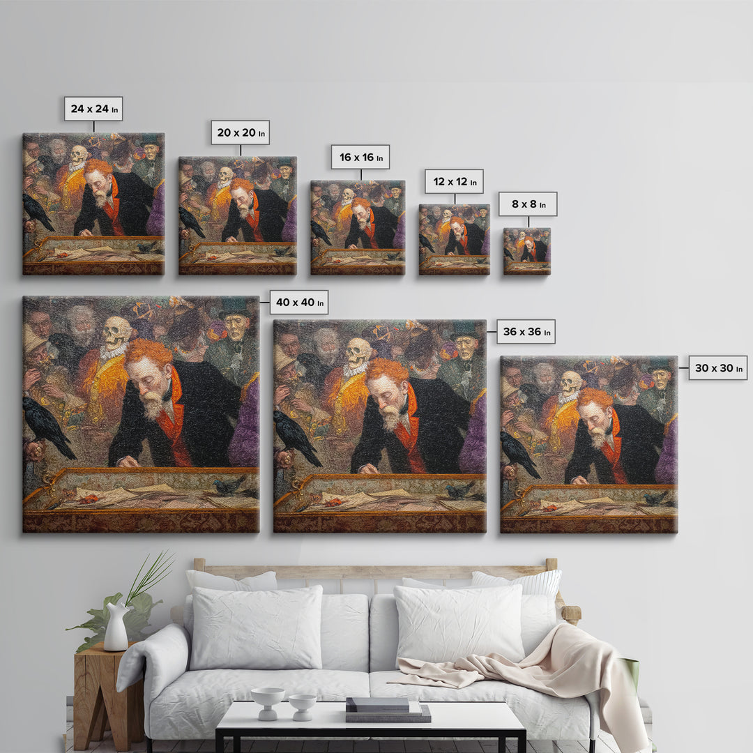 The Royal Coffin Maker, Grotesque Carnival Art, Square Wall Art, Dark Halloween Decor, Framed Canvas Print, Halloween Wall Art