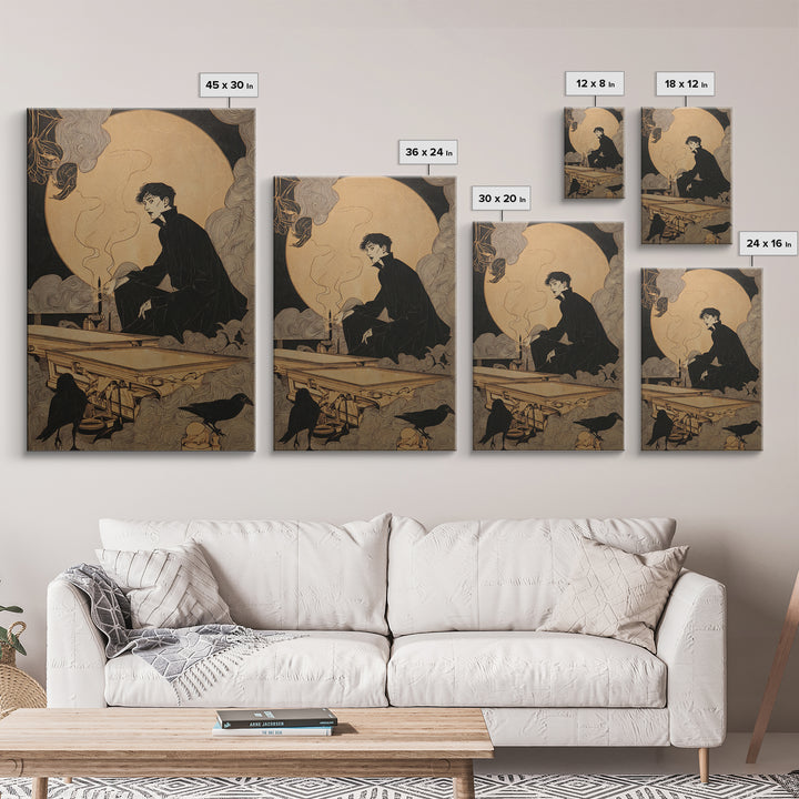 The Royal Coffin Maker, Decadent Line Art, Vertical Wall Art, Dark Halloween Decor, Canvas Print, Halloween Wall Art
