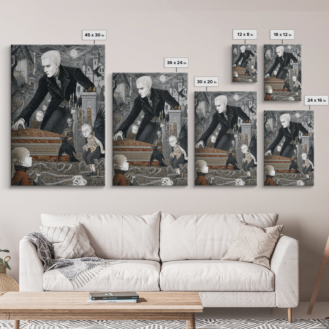 The Royal Coffin Maker, Victorian Macabre Art, Vertical Wall Art, Dark Halloween Decor, Framed Canvas Print, Halloween Wall Art