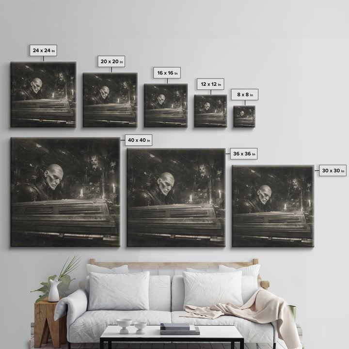 The Royal Coffin Maker, Biomechanical Horror Art, Square Wall Art, Gothic Horror Wall Art, Canvas Print, Halloween Wall Art
