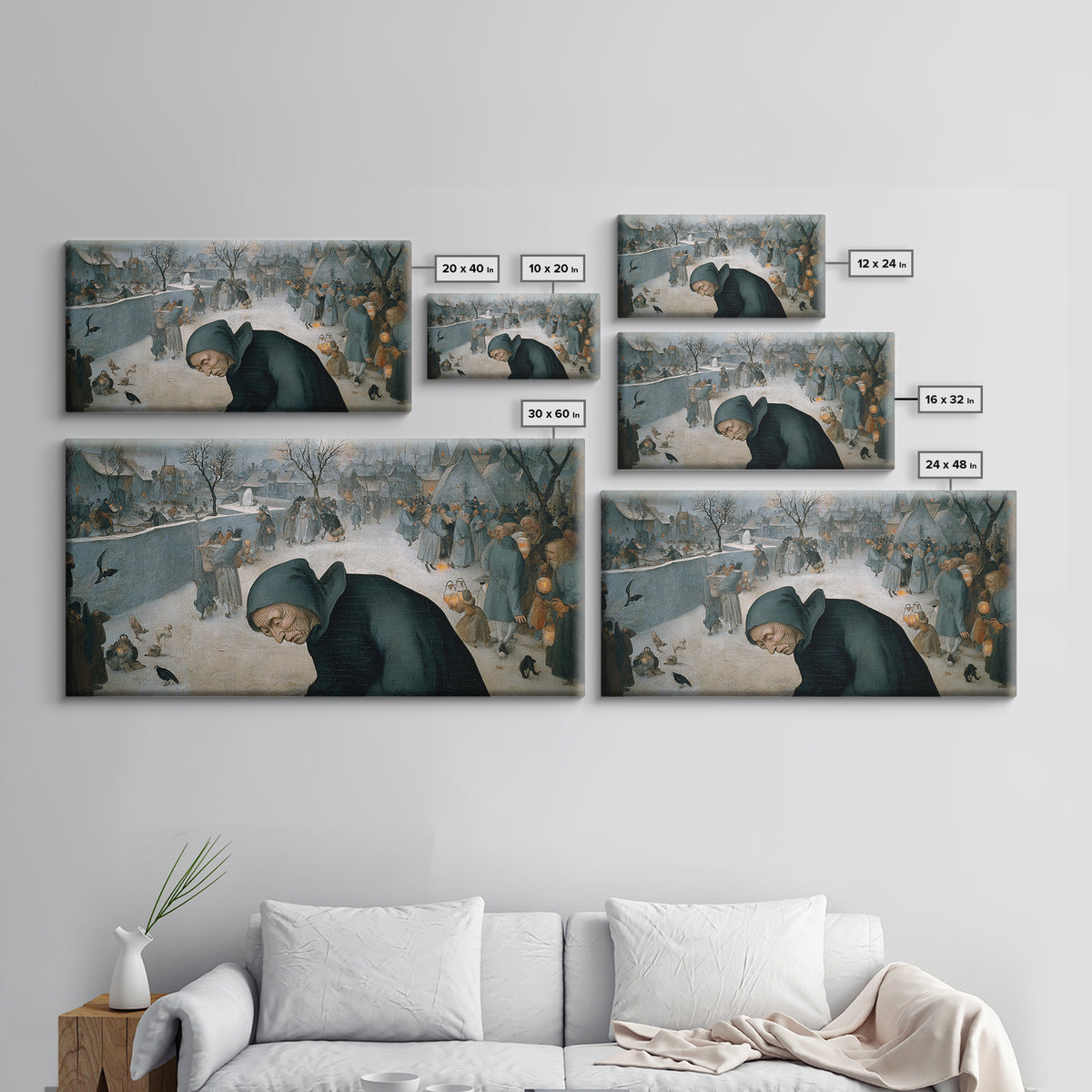 The Soul Collector, Northern Renaissance Horror, Wide Panoramic Art, Gothic Horror Wall Art, Framed Canvas Print
