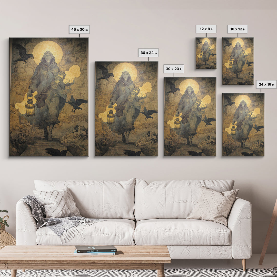 The Soul Collector, Dark Renaissance Art, Vertical Wall Art, Dark Fantasy Wall Art, Canvas Print, Halloween Wall Art