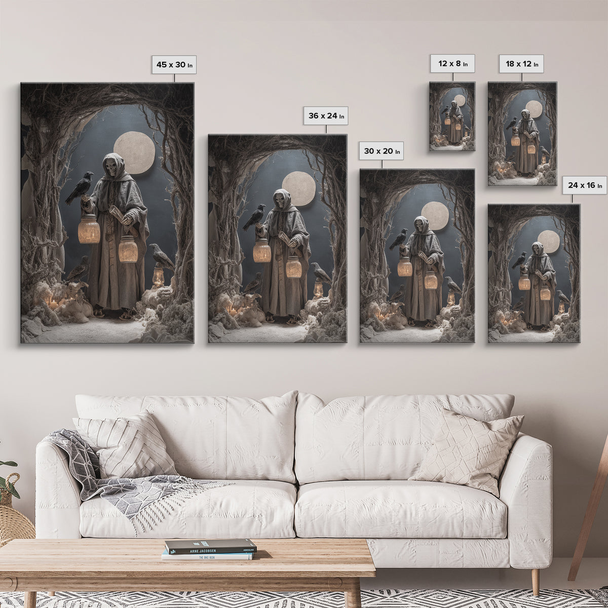 The Soul Collector, Danse Macabre Art, Vertical Wall Art, Dark Fantasy Wall Art, Framed Canvas Print, Halloween Wall Art