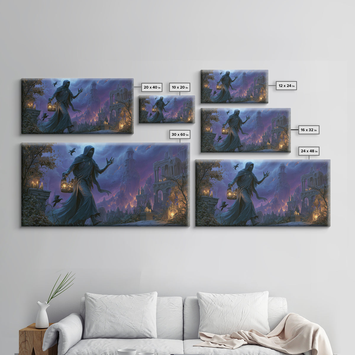 The Soul Collector, Apocalyptic Romantic Art, Wide Panoramic Art, Dark Fantasy Wall Art, Canvas Print, Halloween Wall Art, Macabre Wall Art