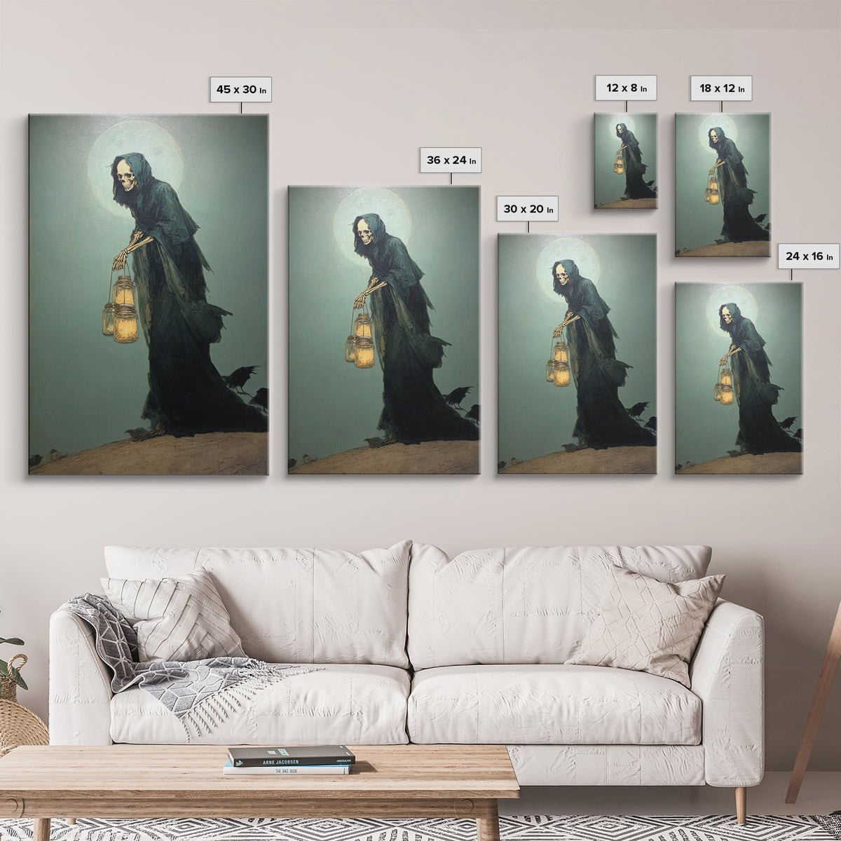 The Soul Collector, Decadent Gothic Art, Vertical Wall Art, Macabre Wall Art, Framed Canvas Print, Halloween Wall Art