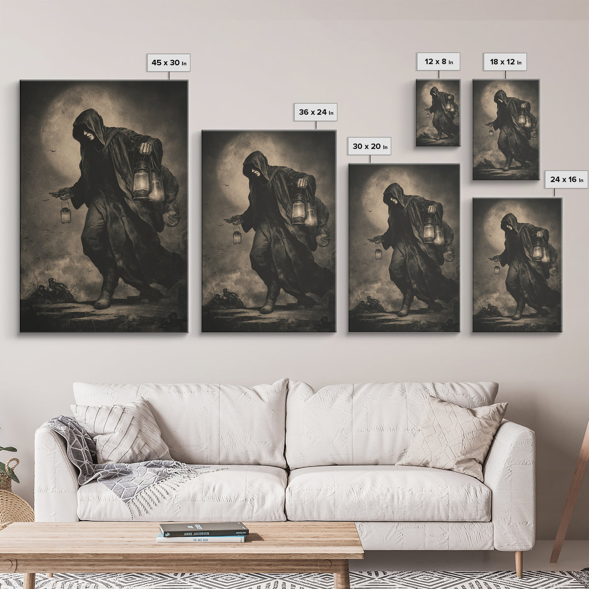The Soul Collector, Dark Symbolist Art, Vertical Wall Art, Dark Fantasy Wall Art, Canvas Print, Halloween Wall Art