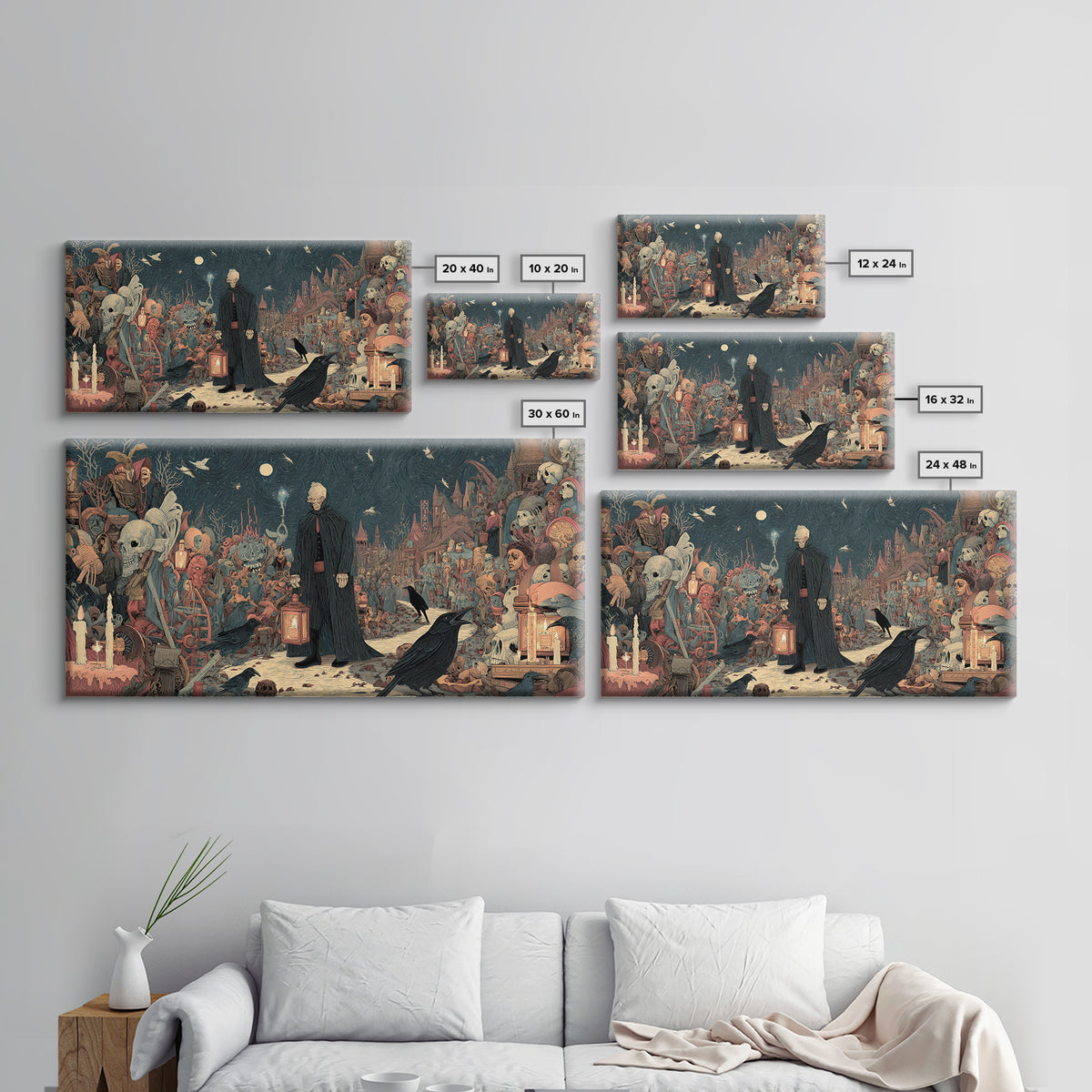 The Soul Collector, Grotesque Carnival Art, Wide Panoramic Art, Gothic Horror Wall Art, Canvas Print, Halloween Wall Art