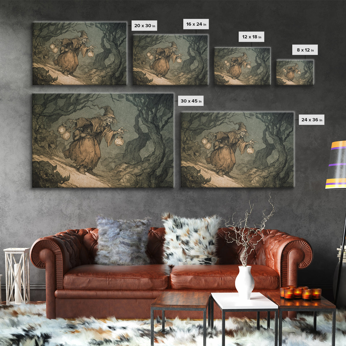 The Soul Collector, Gothic Storybook Art, Landscape Wall Art, Gothic Horror Wall Art, Canvas Print, Halloween Wall Art