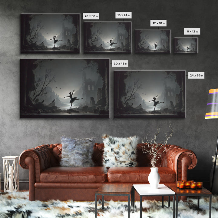 The Phantom Ballerina, Romantic Gothic Landscape, Landscape Wall Art, Gothic Horror Wall Art, Framed Canvas Print