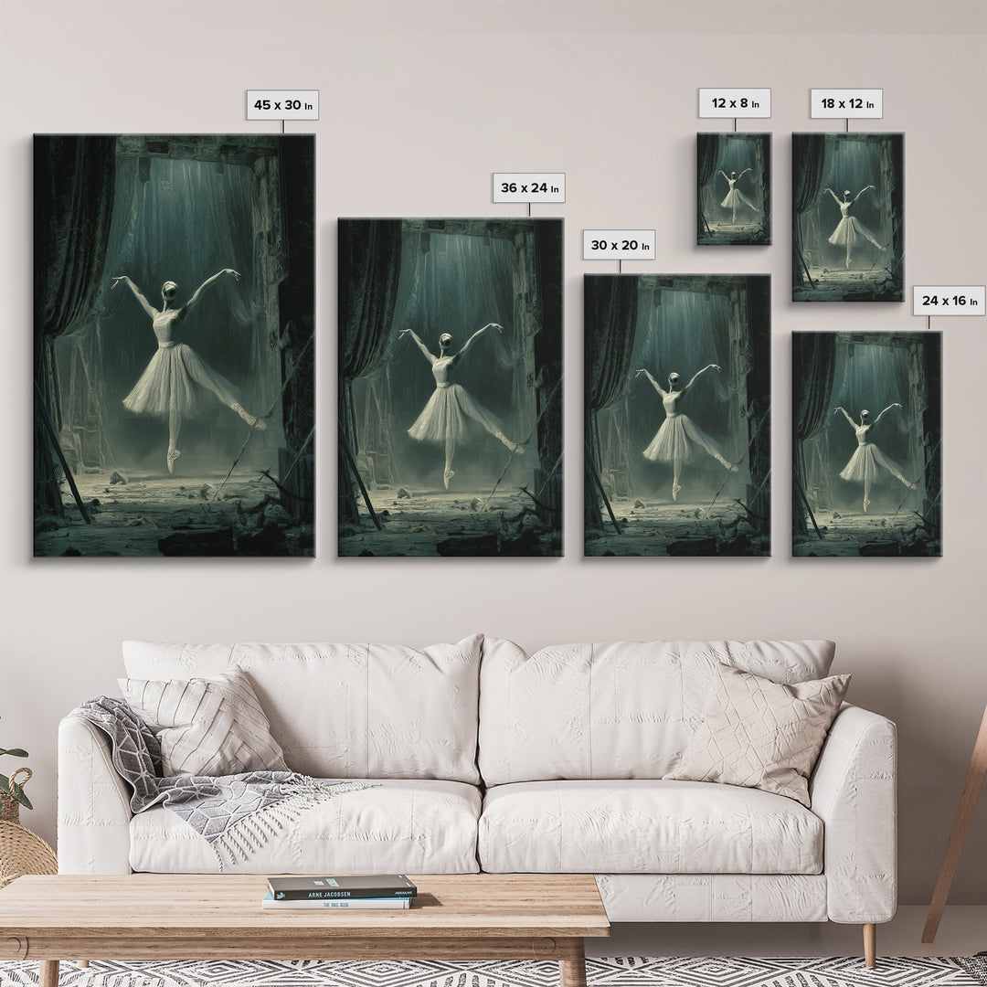 The Phantom Ballerina, Expressionist Gothic Art, Vertical Wall Art, Gothic Horror Wall Art, Framed Canvas Print, Halloween Wall Art