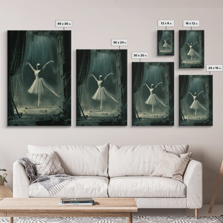 The Phantom Ballerina, Expressionist Gothic Art, Vertical Wall Art, Gothic Horror Wall Art, Framed Canvas Print, Halloween Wall Art