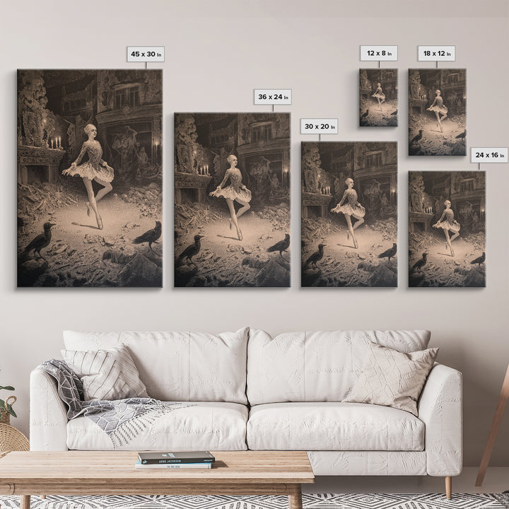 The Phantom Ballerina, Victorian Macabre Art, Vertical Wall Art, Macabre Wall Art, Canvas Print, Halloween Wall Art, Horror Wall Art