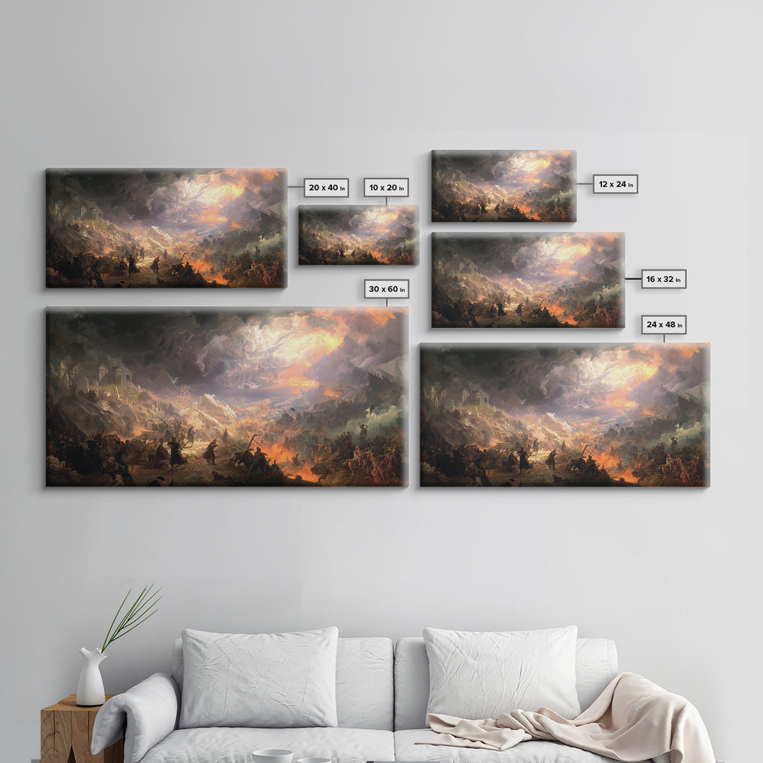 The Ghost Of The Witch Hunter, Apocalyptic Romantic Art, Wide Panoramic Art, Dark Fantasy Wall Art, Canvas Print, Halloween Wall Art