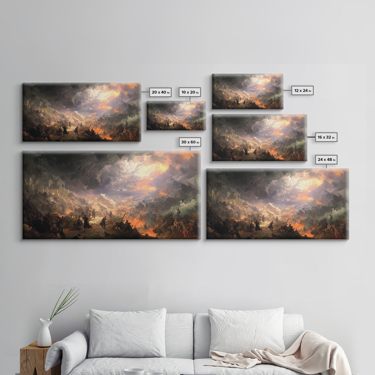 The Ghost Of The Witch Hunter, Apocalyptic Romantic Art, Wide Panoramic Art, Dark Fantasy Wall Art, Canvas Print, Halloween Wall Art
