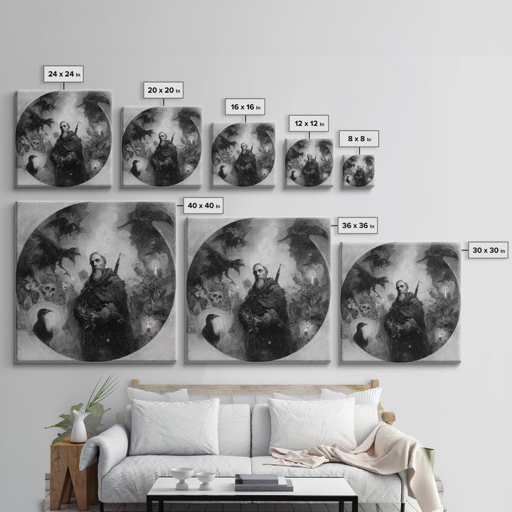 The Ghost Of The Witch Hunter, Symbolist Dream Art, Square Wall Art, Macabre Wall Art, Canvas Print, Halloween Wall Art