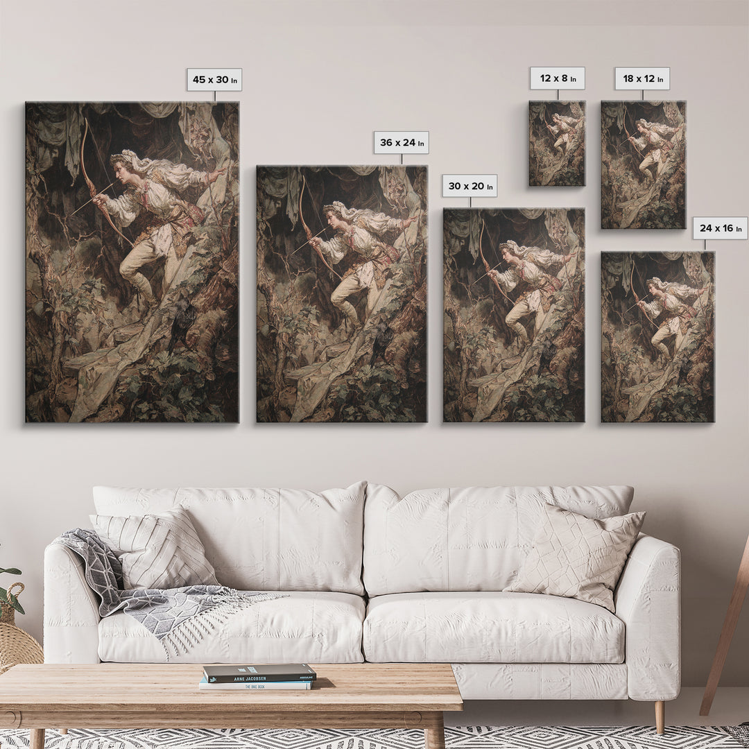 The Ghost Of The Witch Hunter, Ornate Symbolist Art, Vertical Wall Art, Macabre Wall Art, Framed Canvas Print, Halloween Wall Art