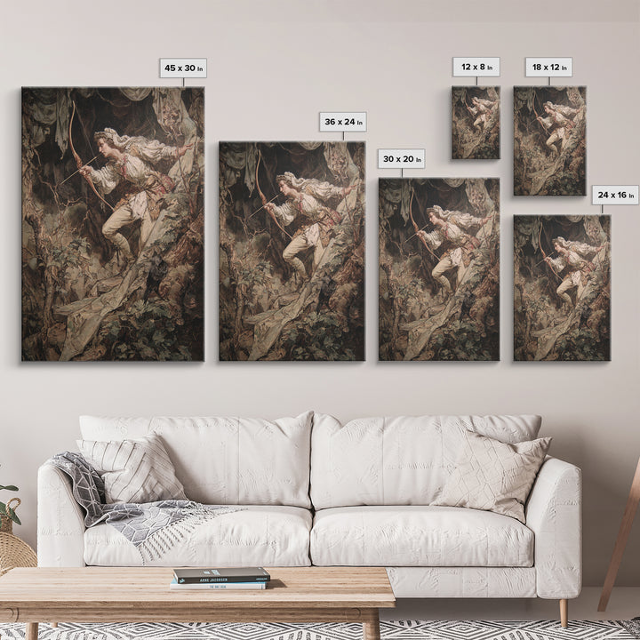 The Ghost Of The Witch Hunter, Ornate Symbolist Art, Vertical Wall Art, Macabre Wall Art, Framed Canvas Print, Halloween Wall Art