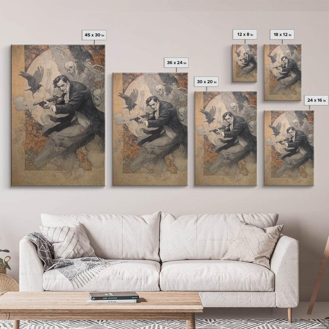 The Ghost Of The Witch Hunter, Decadent Gothic Art, Vertical Wall Art, Gothic Horror Wall Art, Framed Canvas Print
