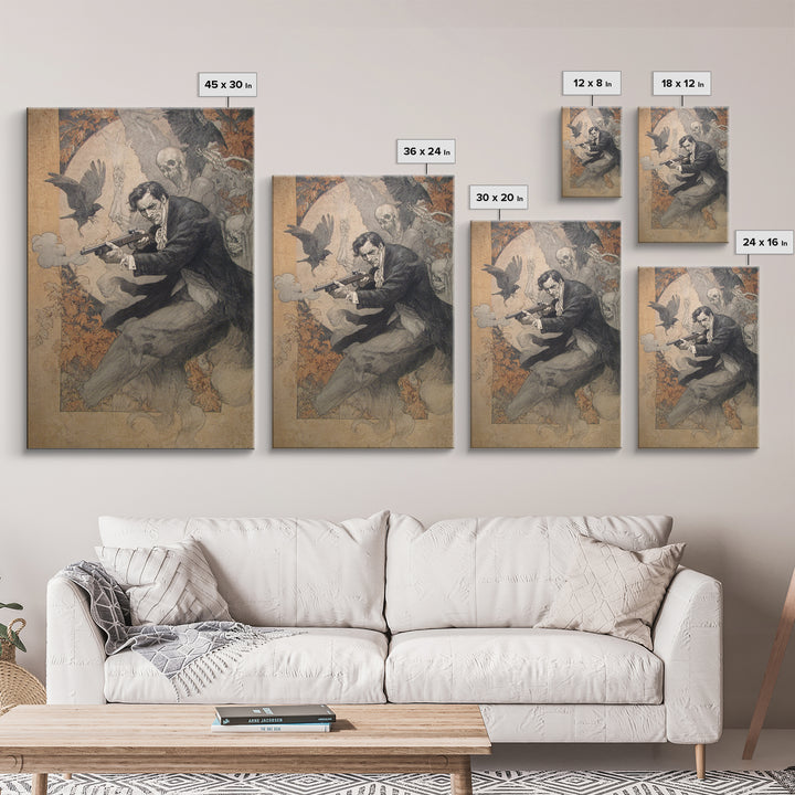 The Ghost Of The Witch Hunter, Decadent Gothic Art, Vertical Wall Art, Gothic Horror Wall Art, Framed Canvas Print
