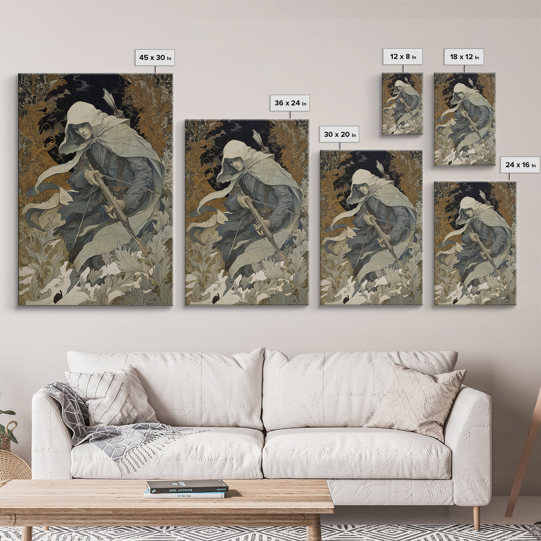 The Ghost Of The Witch Hunter, Symbolist Death Art, Vertical Wall Art, Gothic Horror Wall Art, Canvas Print, Halloween Wall Art