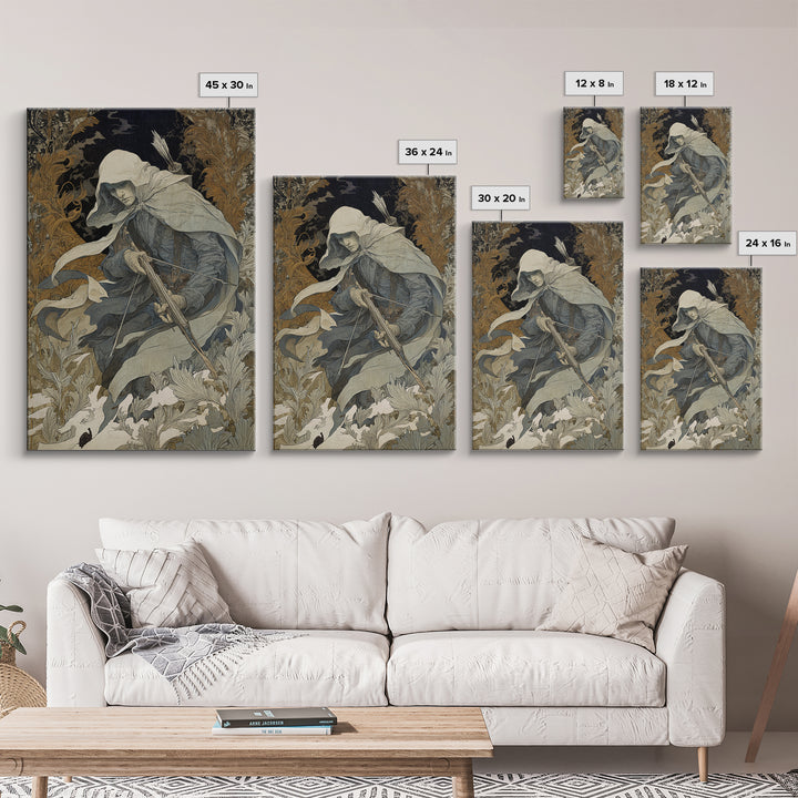 The Ghost Of The Witch Hunter, Symbolist Death Art, Vertical Wall Art, Gothic Horror Wall Art, Canvas Print, Halloween Wall Art