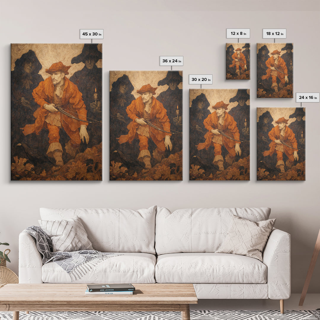 The Ghost Of The Witch Hunter, Dark Symbolist Art, Vertical Wall Art, Macabre Wall Art, Canvas Print, Halloween Wall Art