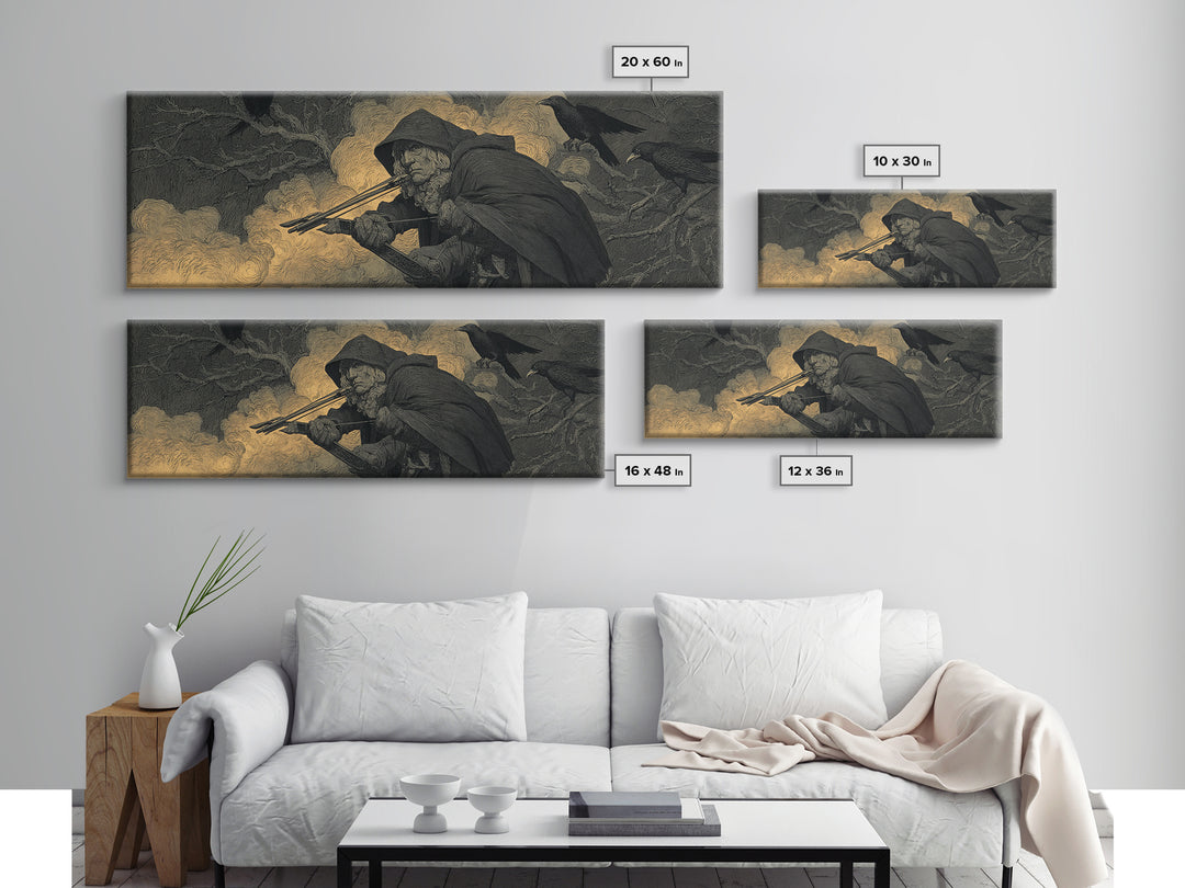 The Ghost Of The Witch Hunter, Expressionist Nightmare Art, Extra Wide Wall Art, Dark Fantasy Wall Art, Framed Canvas Print