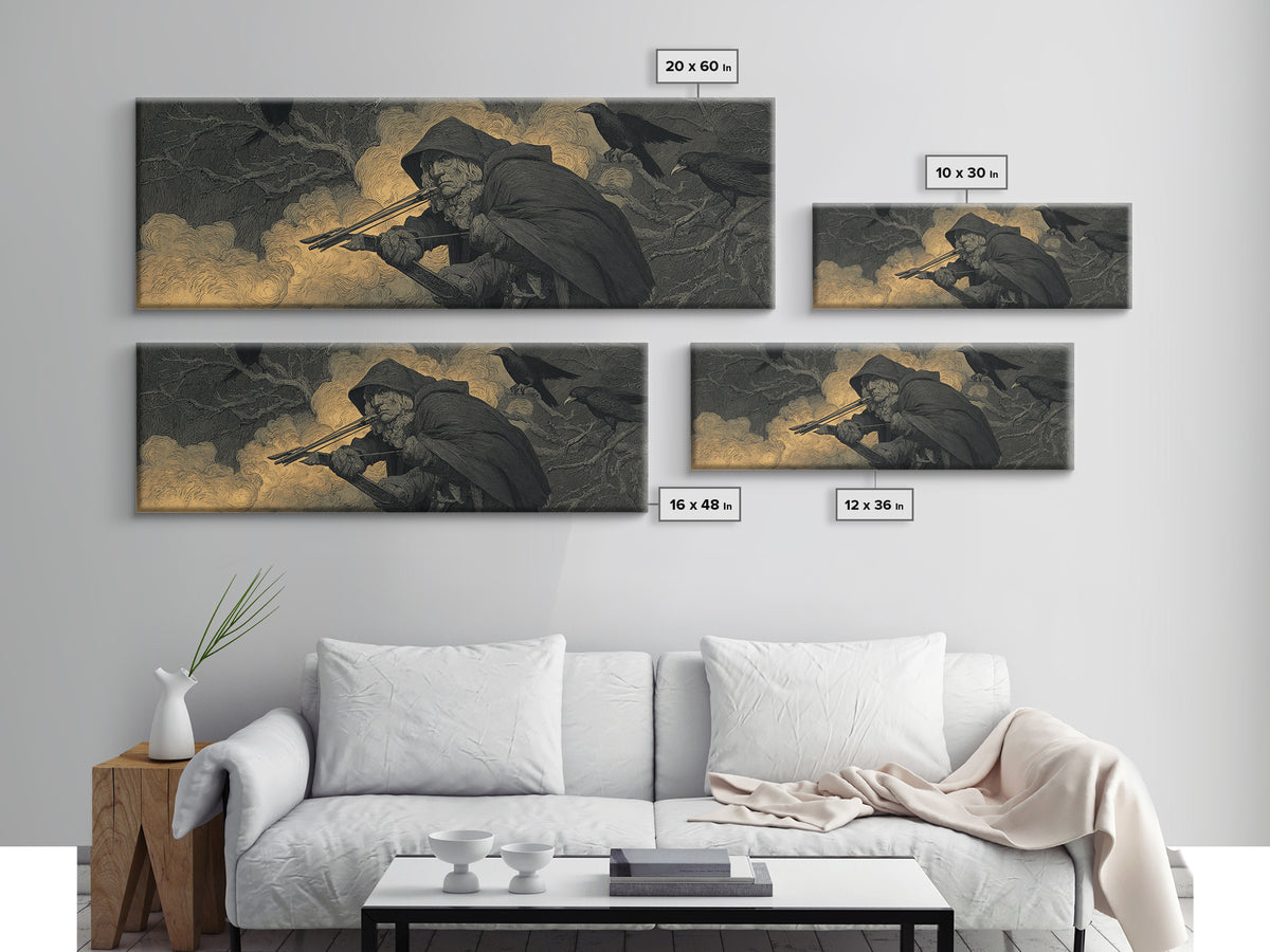 The Ghost Of The Witch Hunter, Expressionist Nightmare Art, Extra Wide Wall Art, Dark Fantasy Wall Art, Framed Canvas Print
