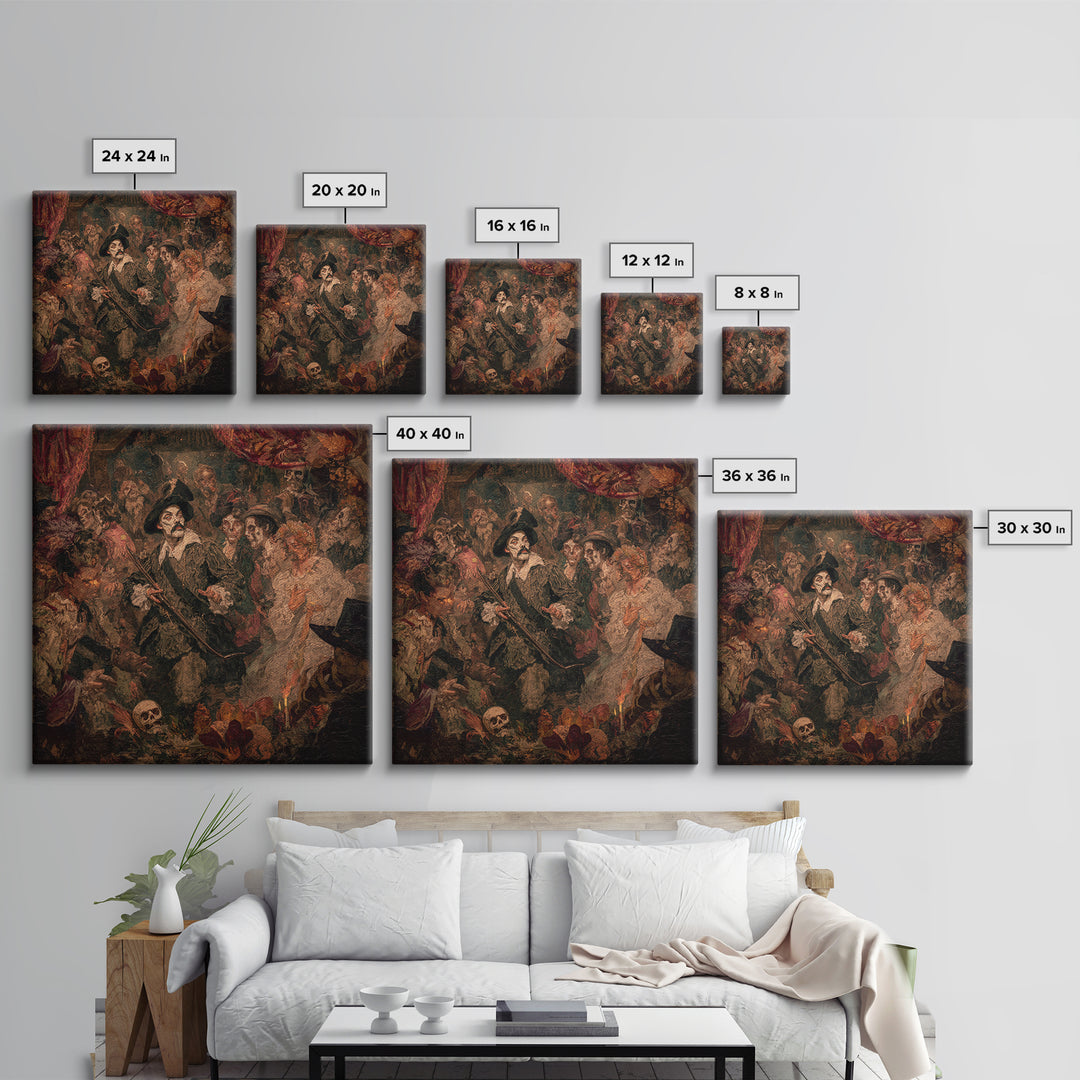 The Ghost Of The Witch Hunter, Grotesque Carnival Art, Square Wall Art, Dark Fantasy Wall Art, Canvas Print, Halloween Wall Art