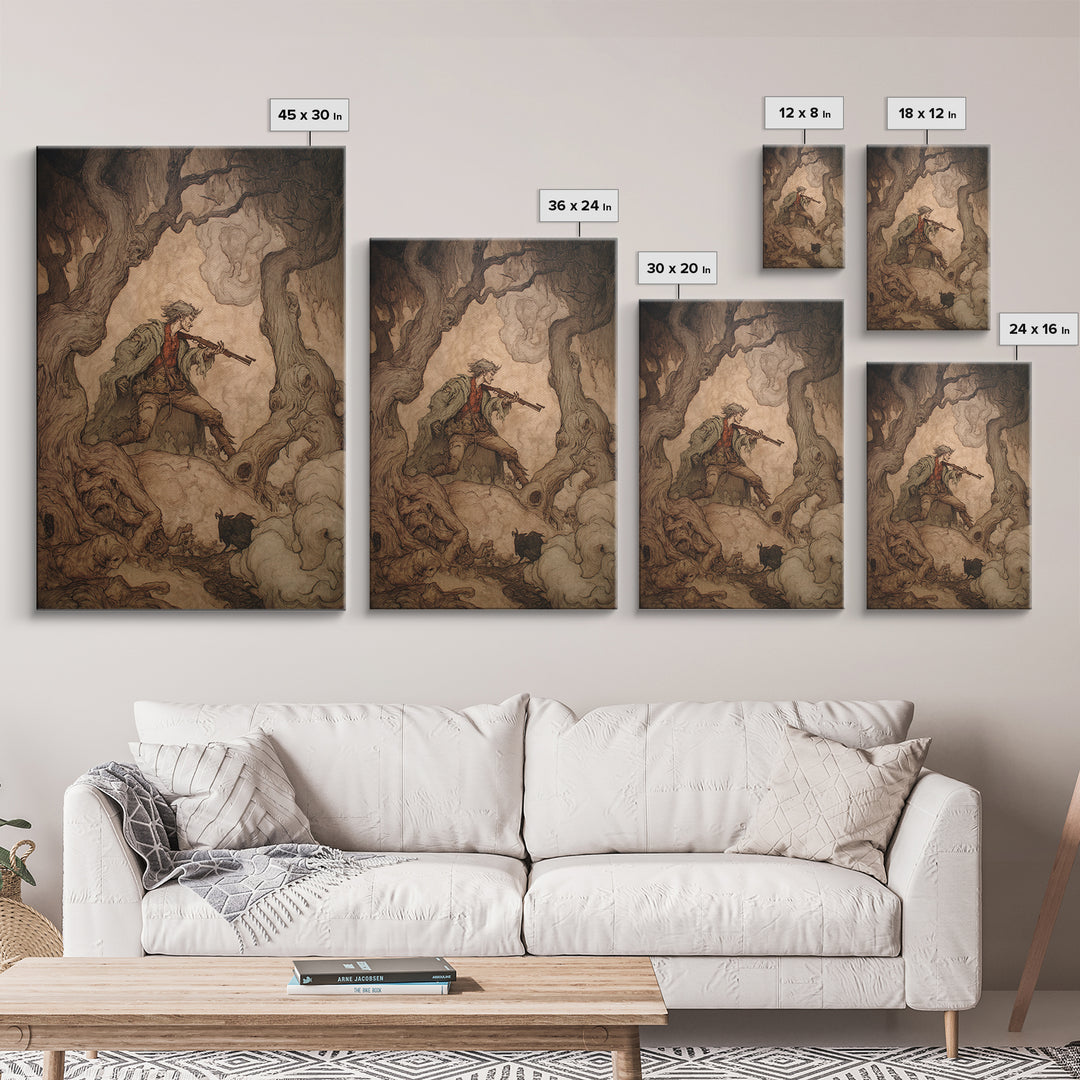 The Ghost Of The Witch Hunter, Gothic Storybook Art, Vertical Wall Art, Gothic Horror Wall Art, Canvas Print, Halloween Wall Art