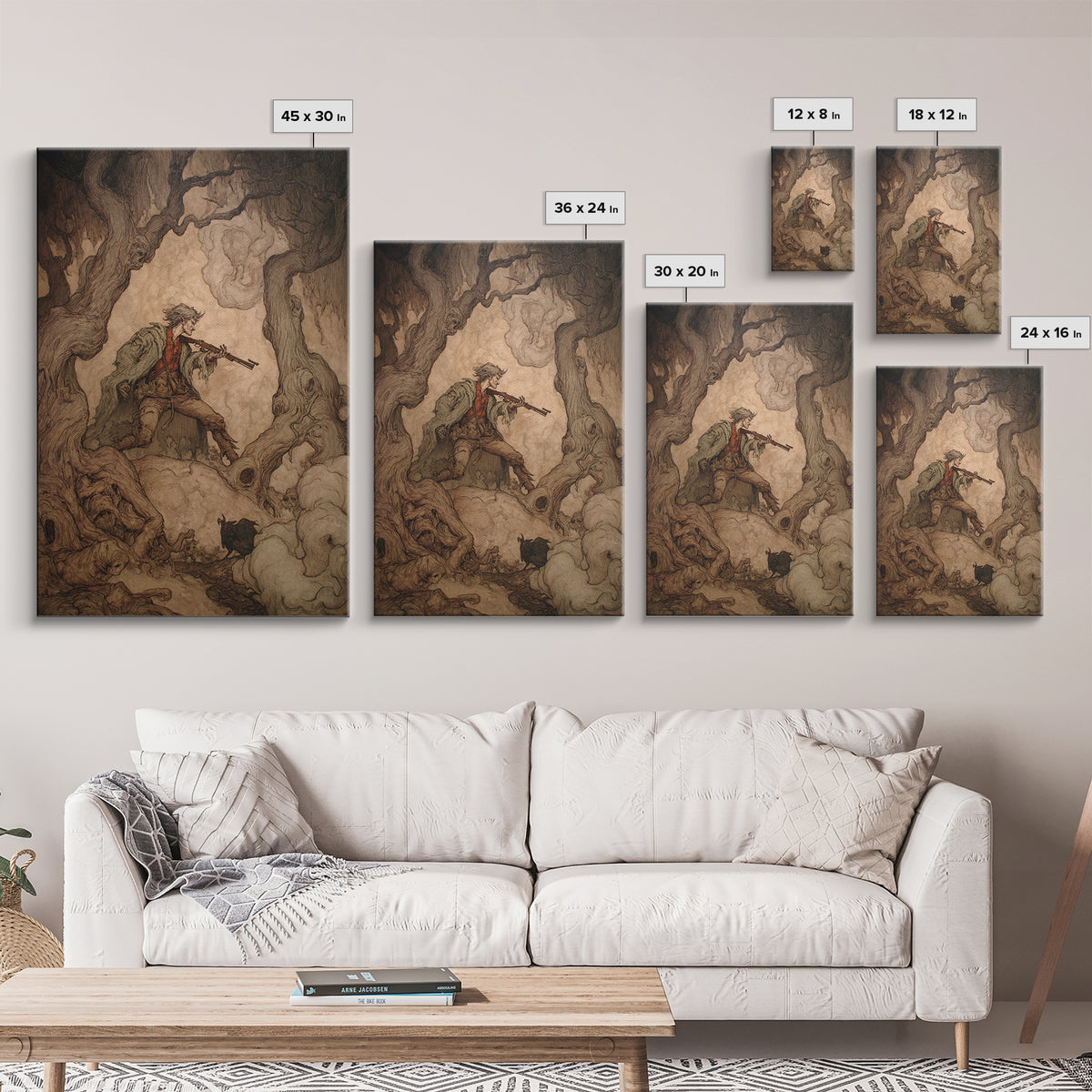 The Ghost Of The Witch Hunter, Gothic Storybook Art, Vertical Wall Art, Gothic Horror Wall Art, Canvas Print, Halloween Wall Art