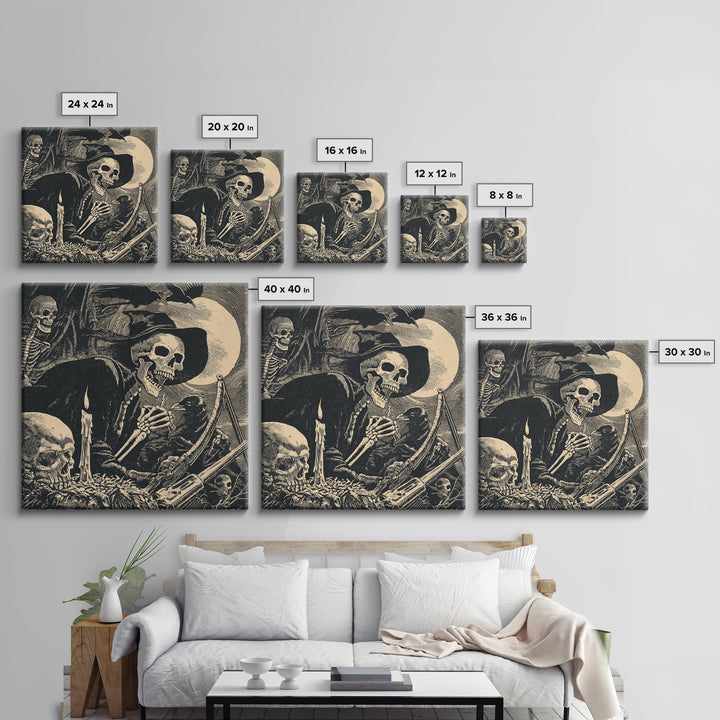 The Ghost Of The Witch Hunter, Macabre Folk Print Art, Square Wall Art, Macabre Wall Art, Framed Canvas Print, Horror Wall Art