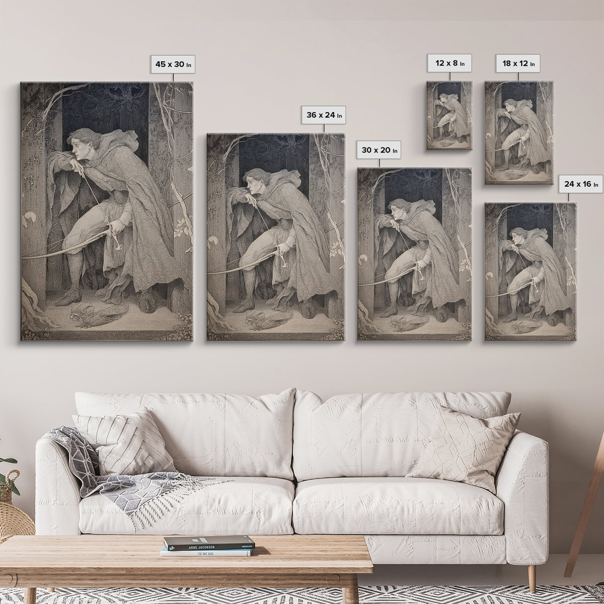 The Ghost Of The Witch Hunter, Victorian Macabre Art, Vertical Wall Art, Gothic Horror Wall Art, Canvas Print, Halloween Wall Art