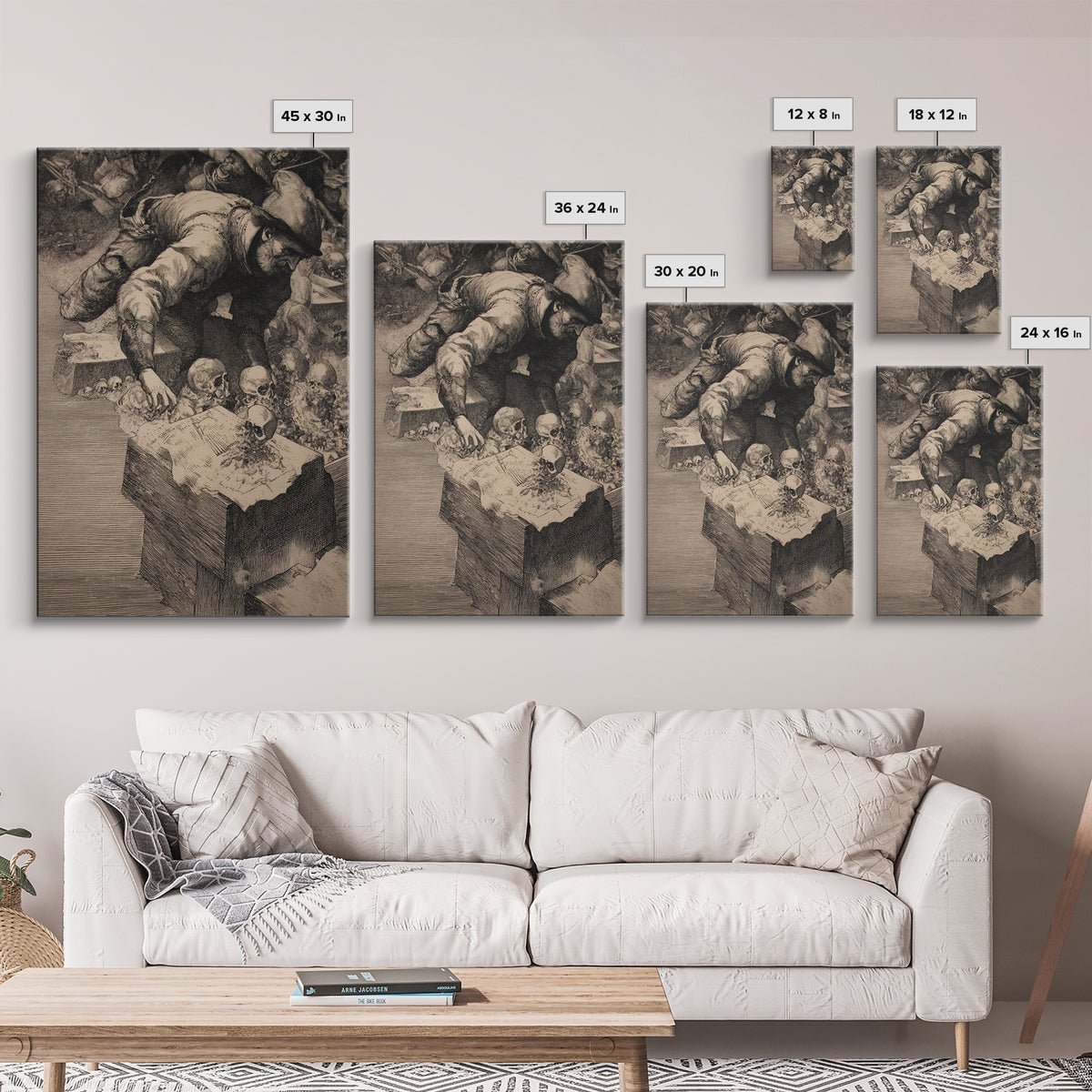 The Cemetery Beekeeper, Renaissance Engraving Art, Vertical Wall Art, Gothic Horror Wall Art, Canvas Print, Halloween Wall Art
