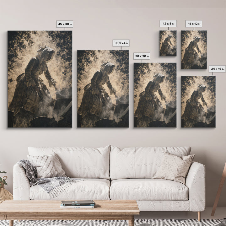 The Cemetery Beekeeper, Dark Romantic Horror Art, Vertical Wall Art, Dark Fantasy Wall Art, Canvas Print, Halloween Wall Art
