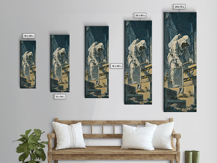 The Cemetery Beekeeper, Architectural Etching Art, Tall Narrow Wall Art, Gothic Horror Wall Art, Canvas Print