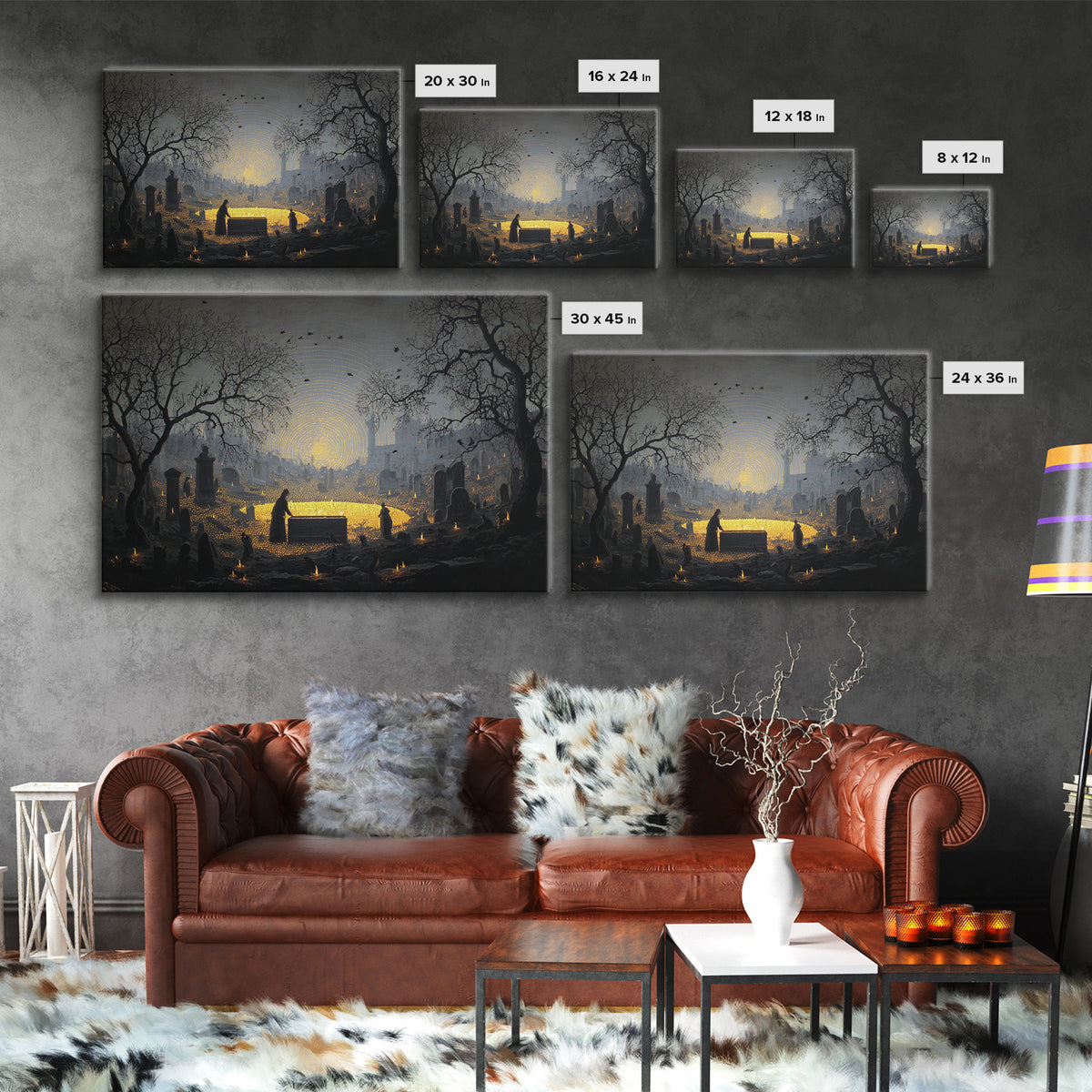 The Cemetery Beekeeper, Romantic Gothic Landscape, Landscape Wall Art, Macabre Wall Art, Framed Canvas Print, Halloween Wall Art