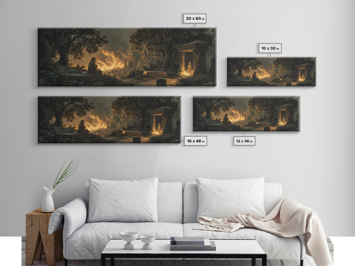 The Cemetery Beekeeper, Apocalyptic Romantic Art, Extra Wide Wall Art, Dark Halloween Decor, Canvas Print, Halloween Wall Art