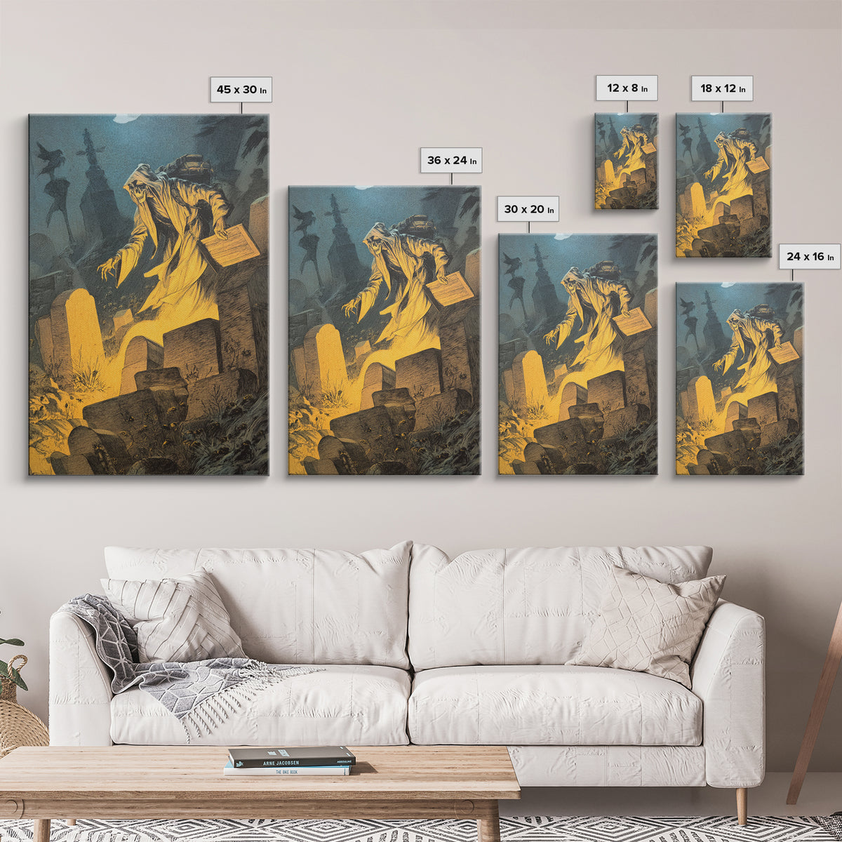 The Cemetery Beekeeper, Expressionist Nightmare Art, Vertical Wall Art, Dark Fantasy Wall Art, Canvas Print, Halloween Wall Art