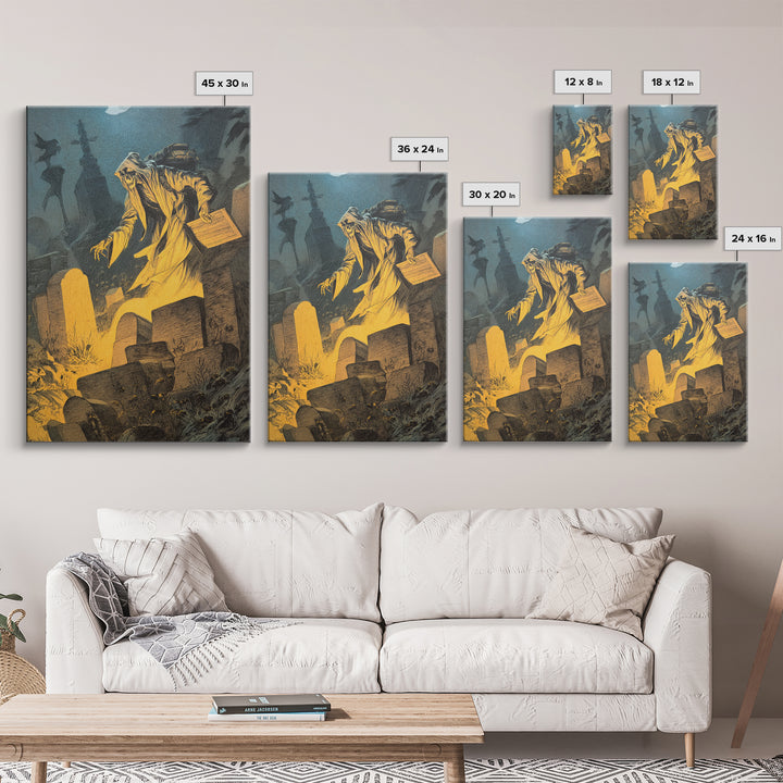 The Cemetery Beekeeper, Expressionist Nightmare Art, Vertical Wall Art, Dark Fantasy Wall Art, Canvas Print, Halloween Wall Art