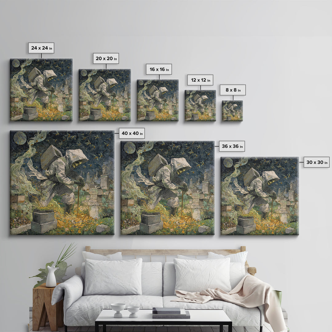 The Cemetery Beekeeper, Grotesque Carnival Art, Square Wall Art, Dark Halloween Decor, Canvas Print, Halloween Wall Art, Gothic Home Decor