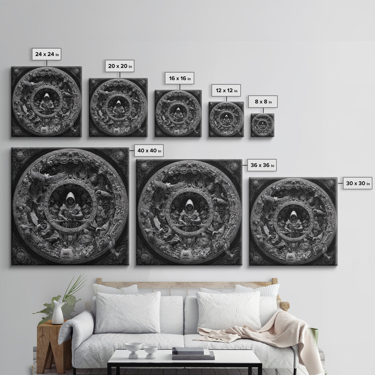 The Cemetery Beekeeper, Biomechanical Horror Art, Square Wall Art, Dark Halloween Decor, Canvas Print, Halloween Wall Art, Macabre Wall Art