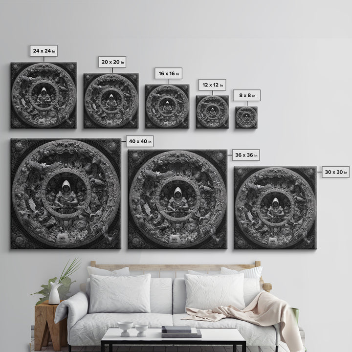 The Cemetery Beekeeper, Biomechanical Horror Art, Square Wall Art, Dark Halloween Decor, Canvas Print, Halloween Wall Art, Macabre Wall Art