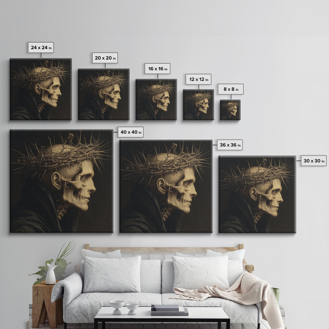 The Thorn-Crowned King, Danse Macabre Art, Square Wall Art, Gothic Horror Wall Art, Framed Canvas Print