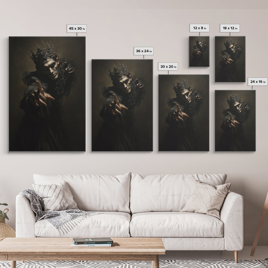 The Thorn-Crowned King, Dark Romantic Horror Art, Vertical Wall Art, Dark Fantasy Wall Art, Canvas Print, Halloween Wall Art