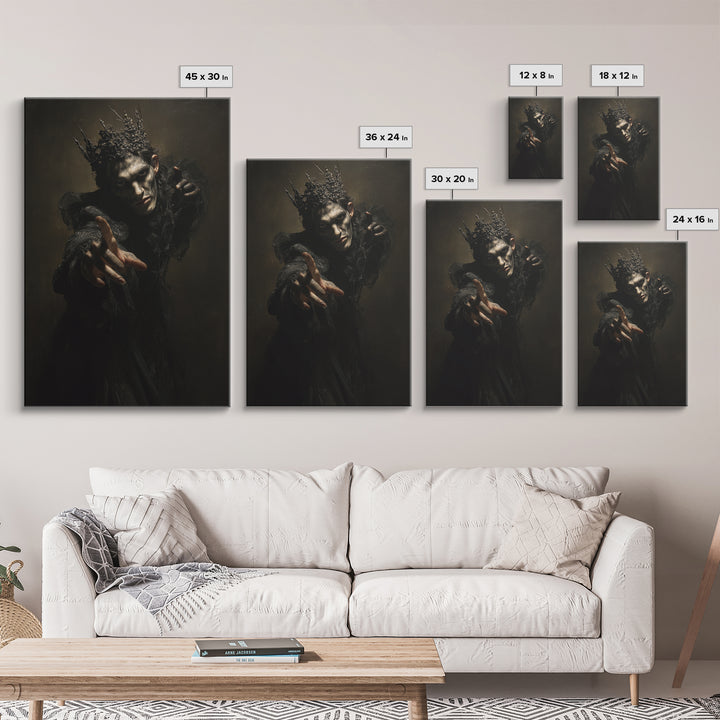 The Thorn-Crowned King, Dark Romantic Horror Art, Vertical Wall Art, Dark Fantasy Wall Art, Canvas Print, Halloween Wall Art