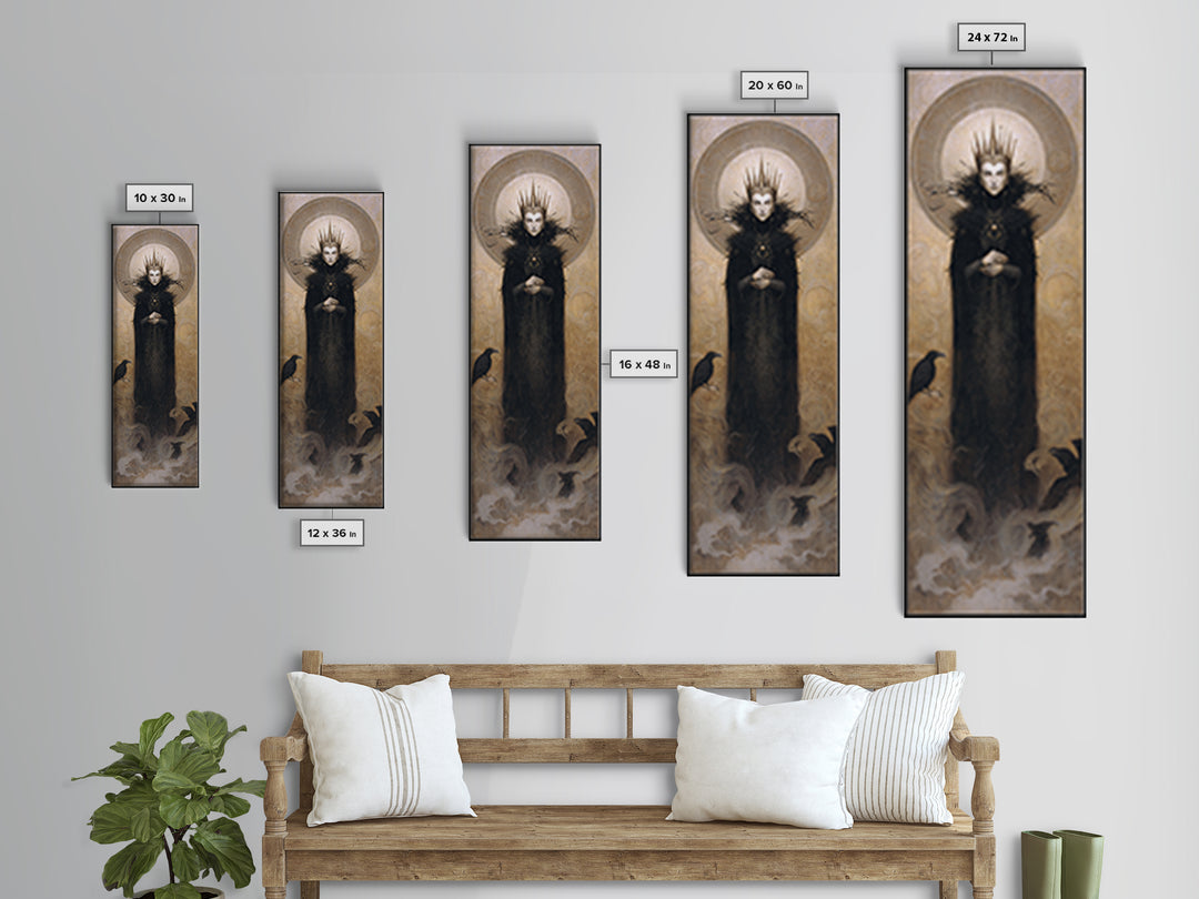 The Thorn-Crowned King, Surreal Apocalyptic Art, Tall Narrow Wall Art, Dark Fantasy Wall Art, Canvas Print, Halloween Wall Art