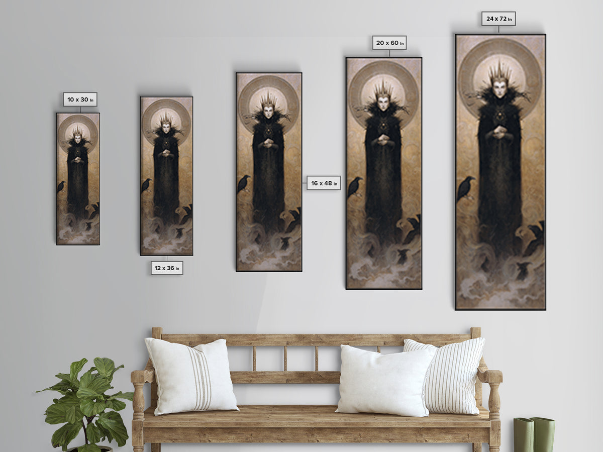The Thorn-Crowned King, Surreal Apocalyptic Art, Tall Narrow Wall Art, Dark Fantasy Wall Art, Canvas Print, Halloween Wall Art