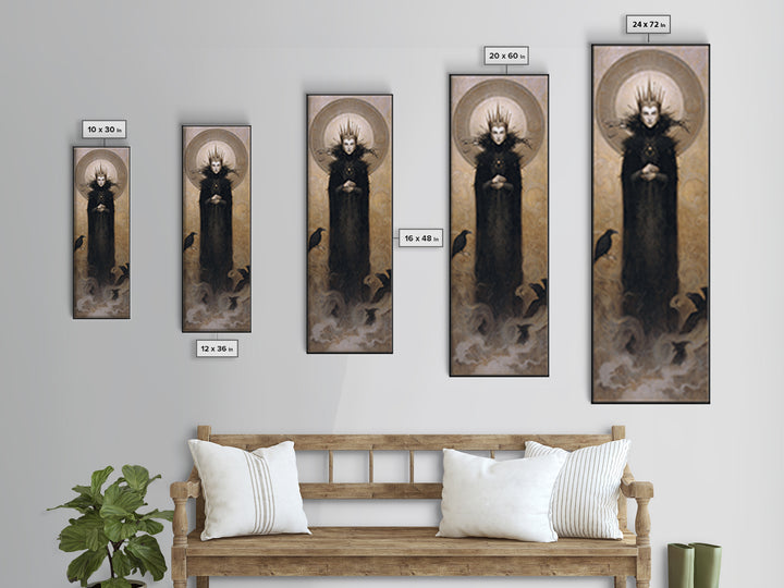 The Thorn-Crowned King, Surreal Apocalyptic Art, Tall Narrow Wall Art, Dark Fantasy Wall Art, Canvas Print, Halloween Wall Art